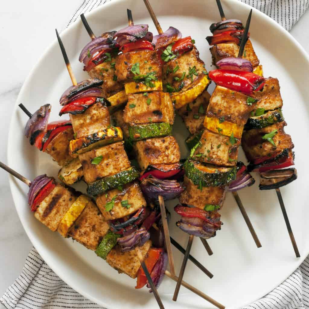 Grilled BBQ Tofu Veggie Skewers Last Ingredient