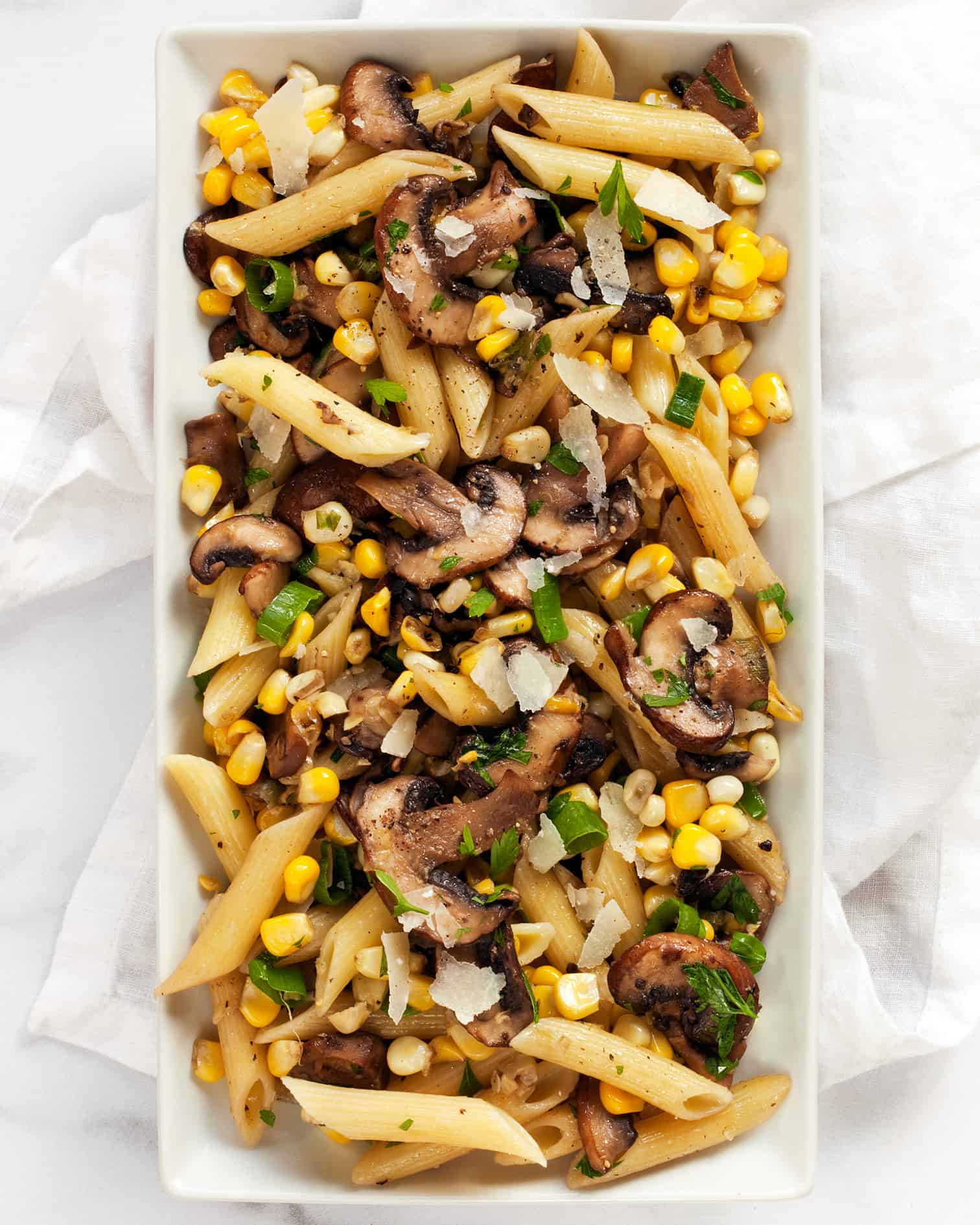 Mushroom Corn Penne with Scallions and Parmesan | Last Ingredient