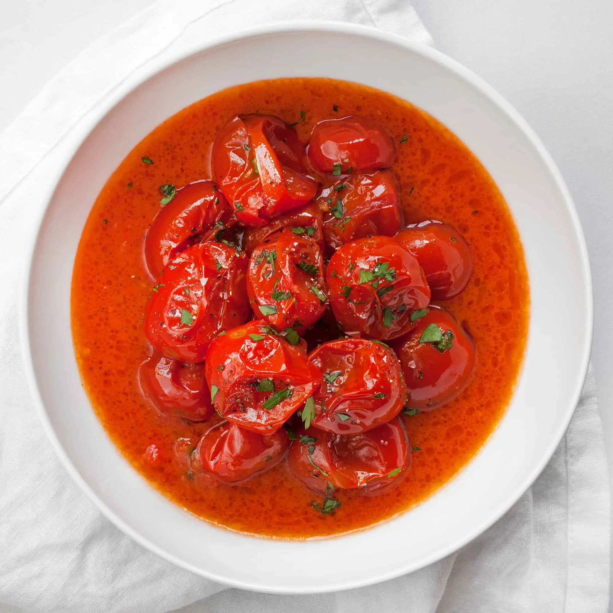 Roasted tomato vinaigrette in a bowl
