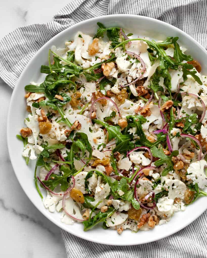 Cauliflower salad on a plate.