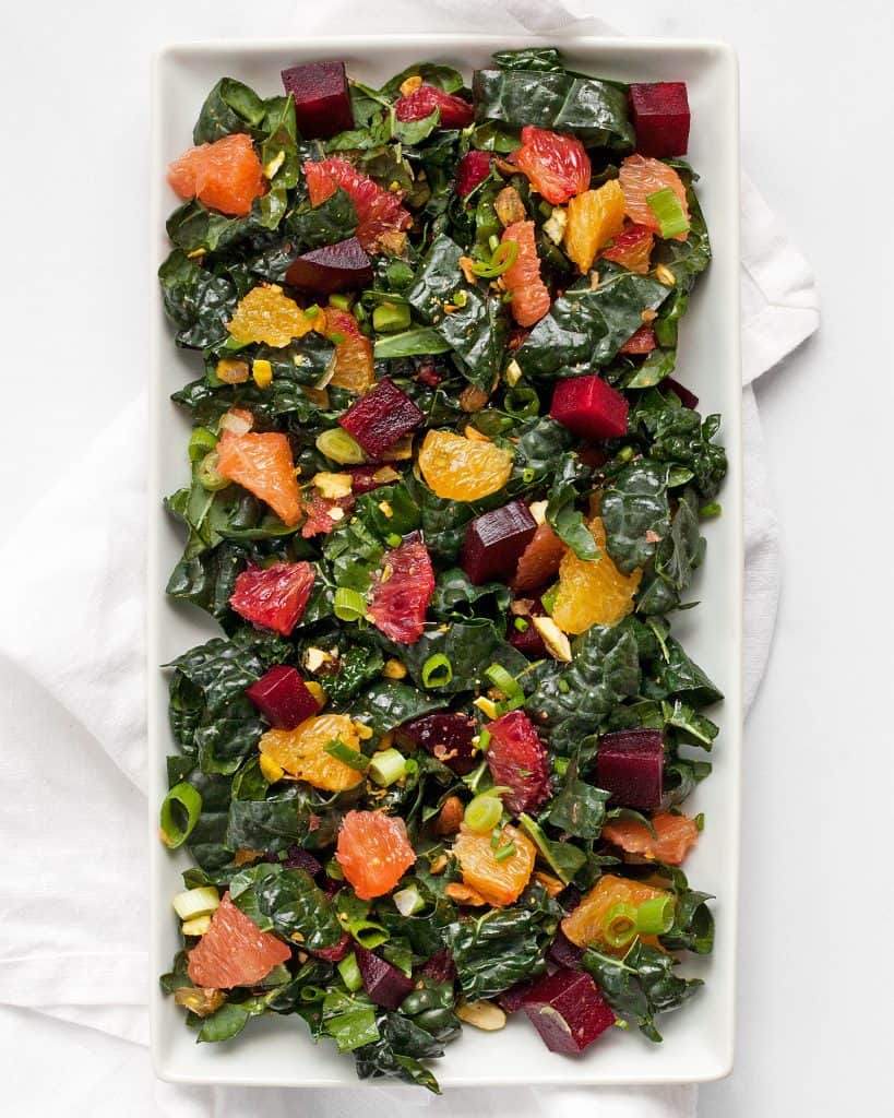 Kale salad with roasted beets and oranges