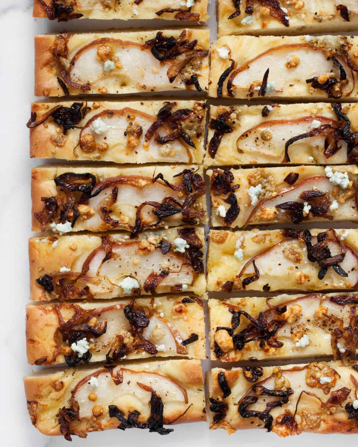 Pear Blue Cheese Onion Focaccia Last Ingredient