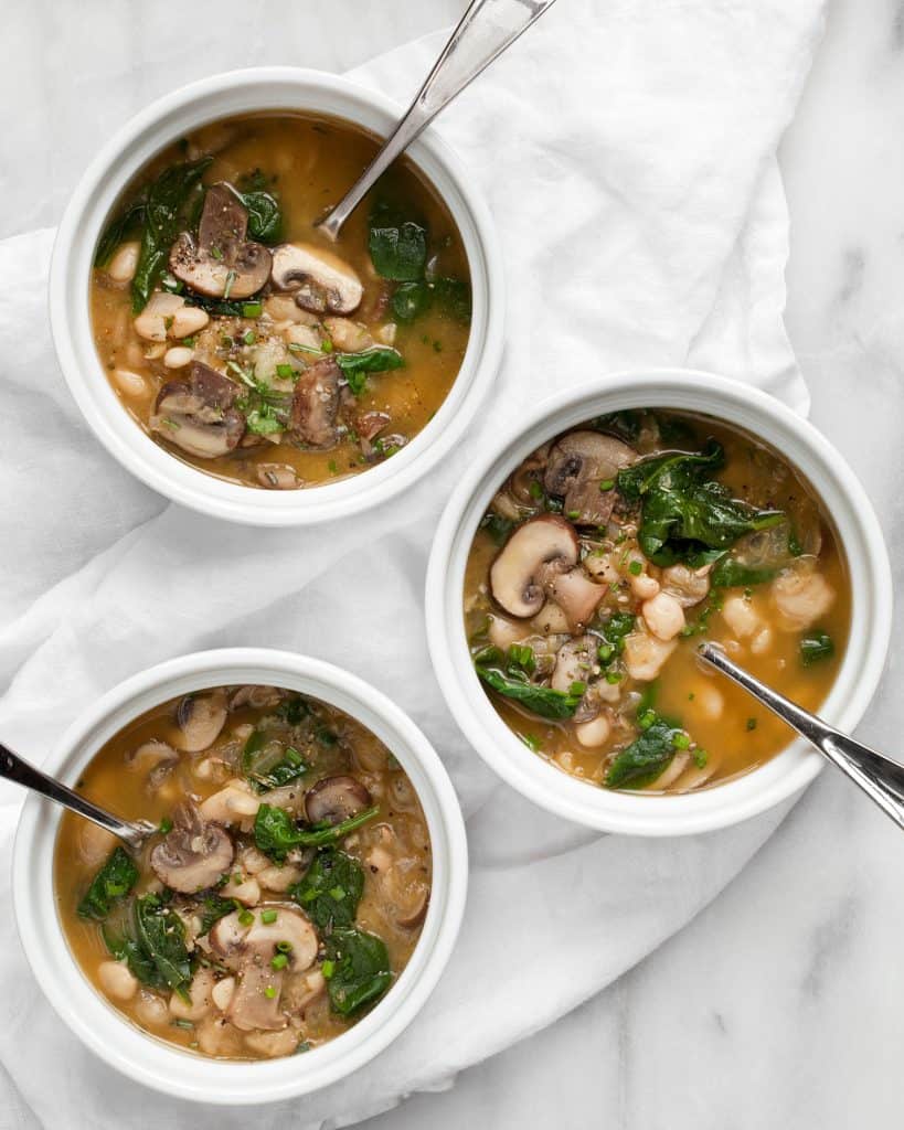 White Bean Mushroom Spinach Soup