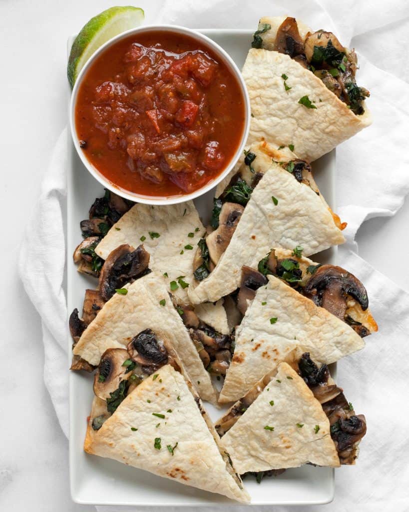Baked Mushroom Kale Quesadillas