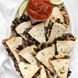 Baked Mushroom Kale Quesadillas