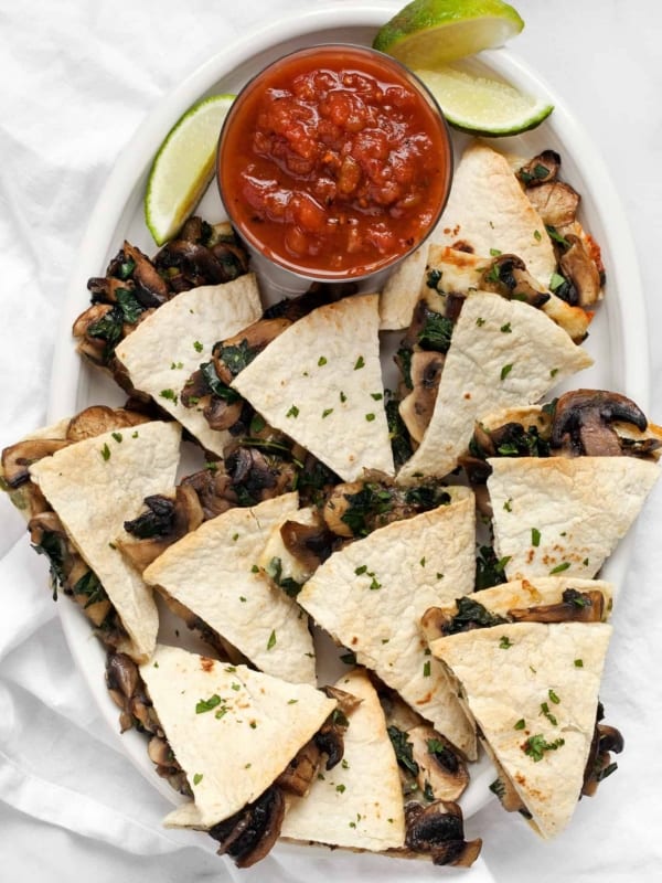 Baked Mushroom Kale Quesadillas