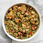 Harissa roasted cauliflower couscous in a bowl.