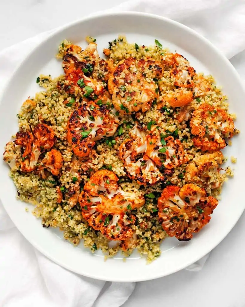 Couscous with harissa roasted cauliflower