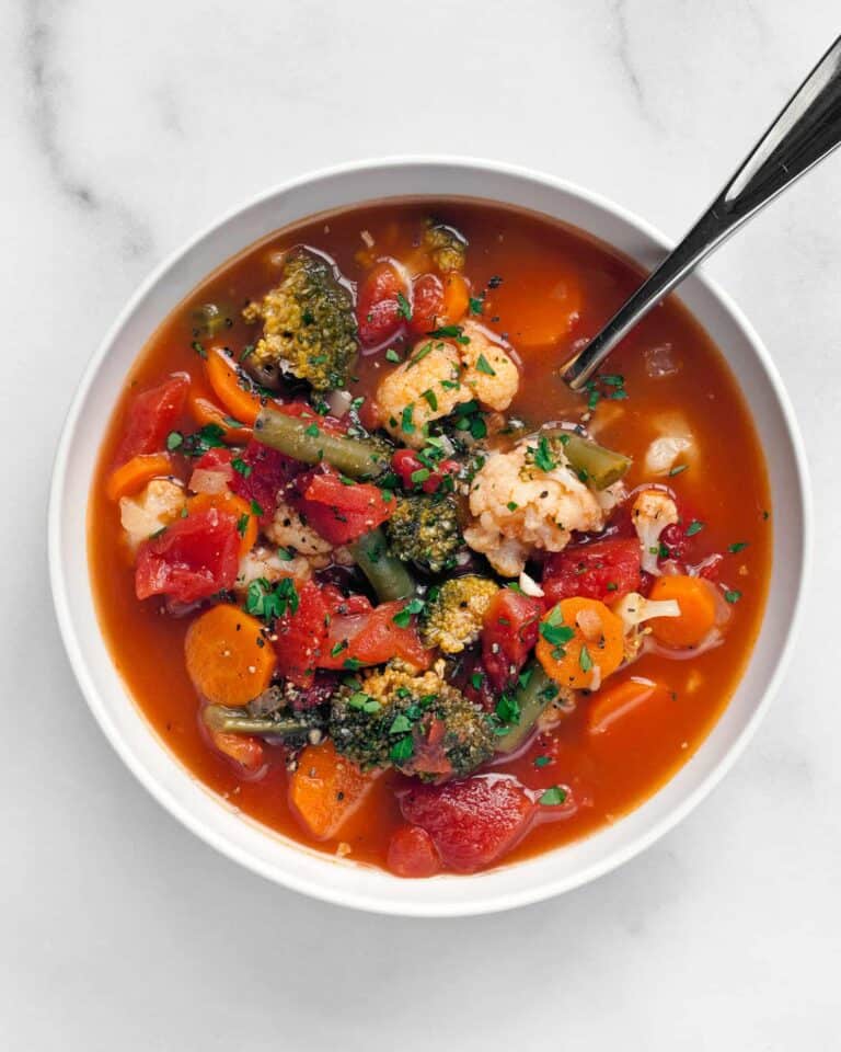 Hearty Vegetable Soup with Broccoli and Cauliflower Last Ingredient