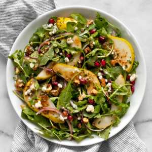 Pear salad on a plate.