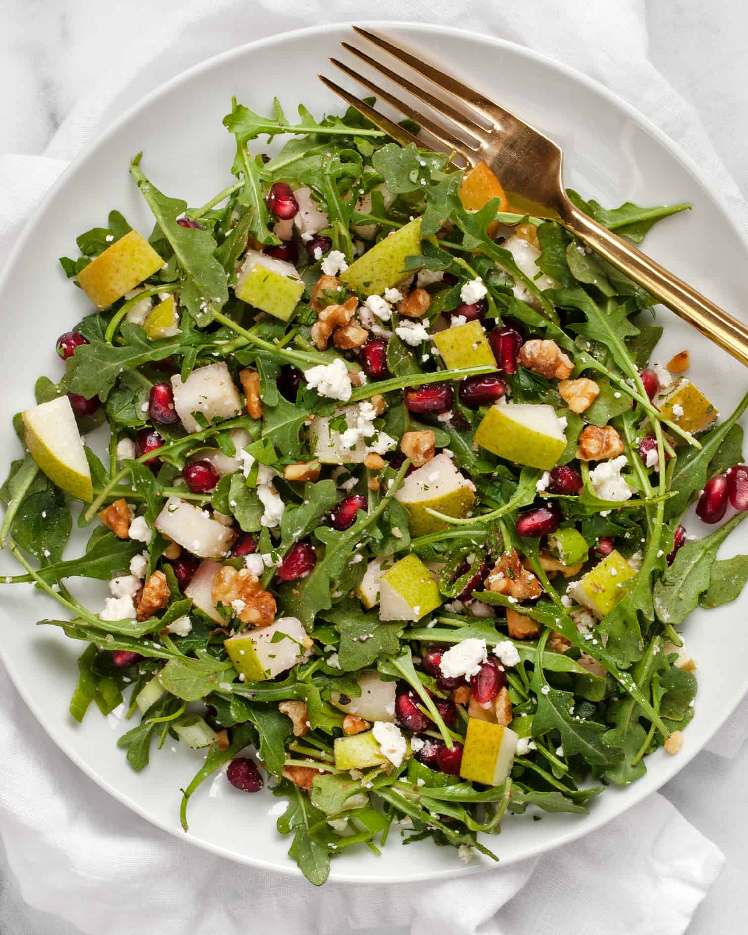 Pear Pomegranate Arugula Salad Last Ingredient