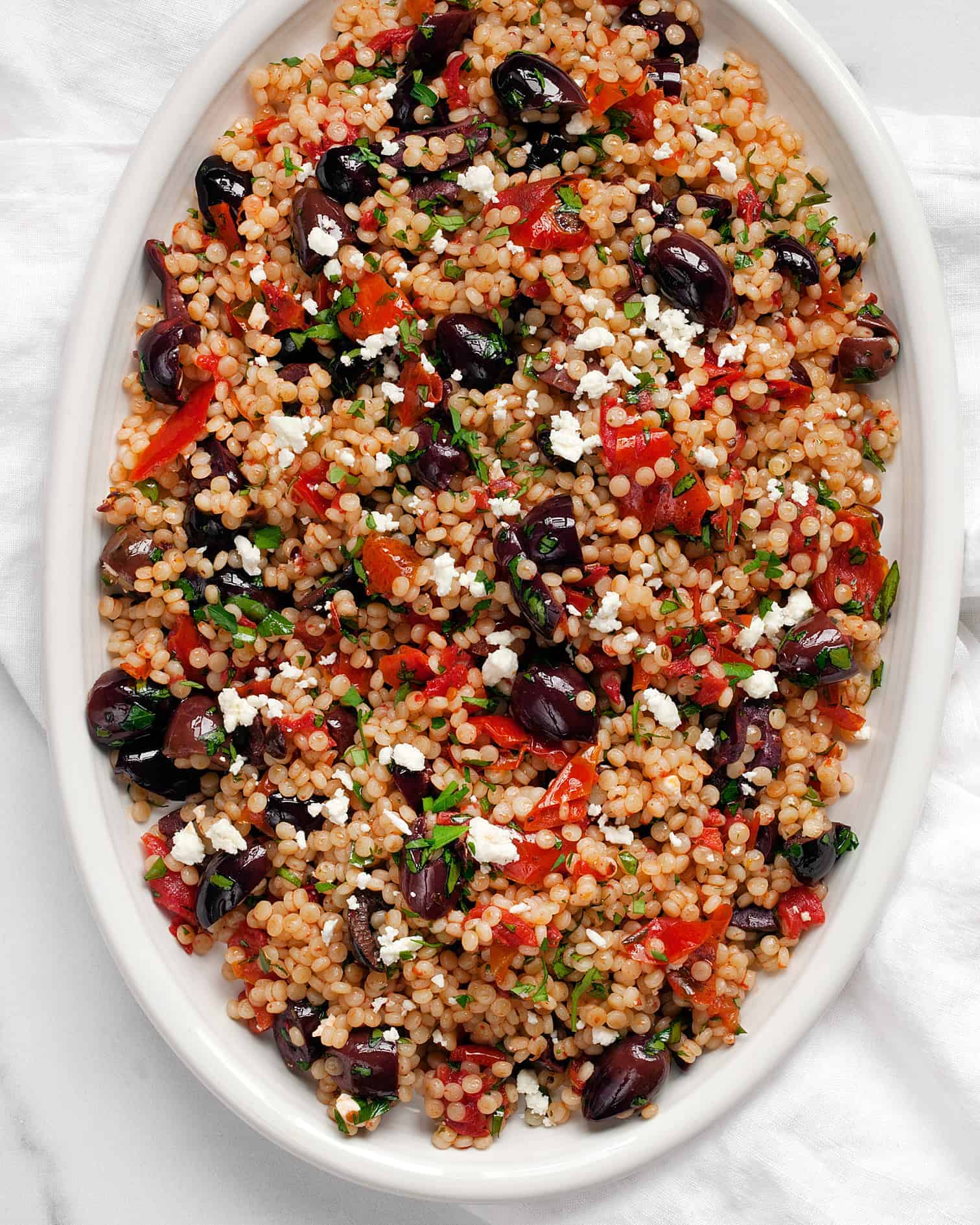 Roasted Tomato Olive Couscous with Feta Last Ingredient