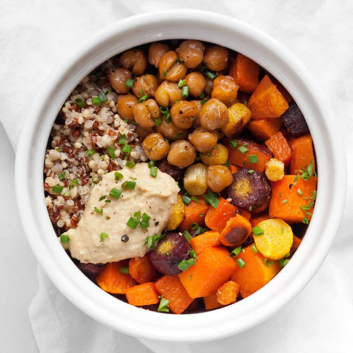 Roasted Vegetable Hummus Quinoa Bowls Last Ingredient