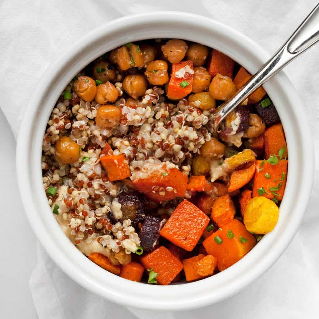 Roasted Vegetable Hummus Bowls