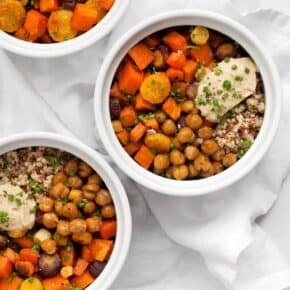 Roasted Vegetable Hummus Bowls