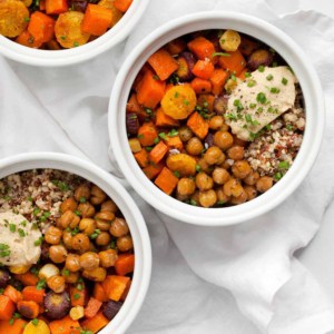 Roasted Vegetable Hummus Bowls