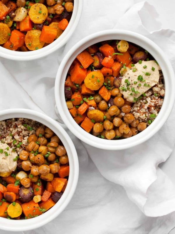 Roasted Vegetable Hummus Bowls