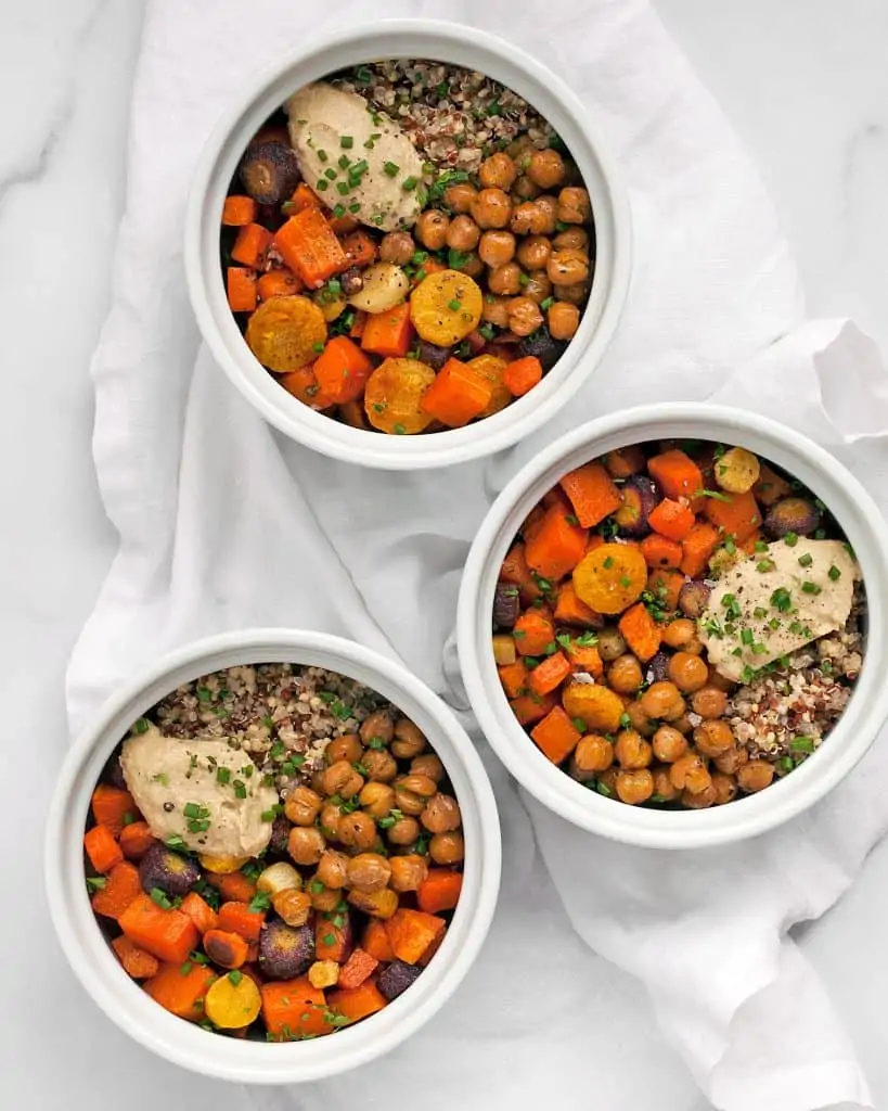 Roasted Vegetable Hummus Bowls