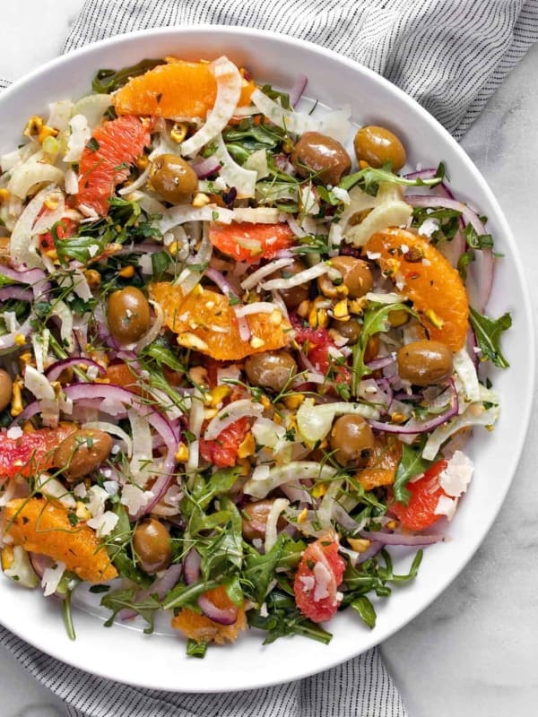 Fennel orange salad on a plate.