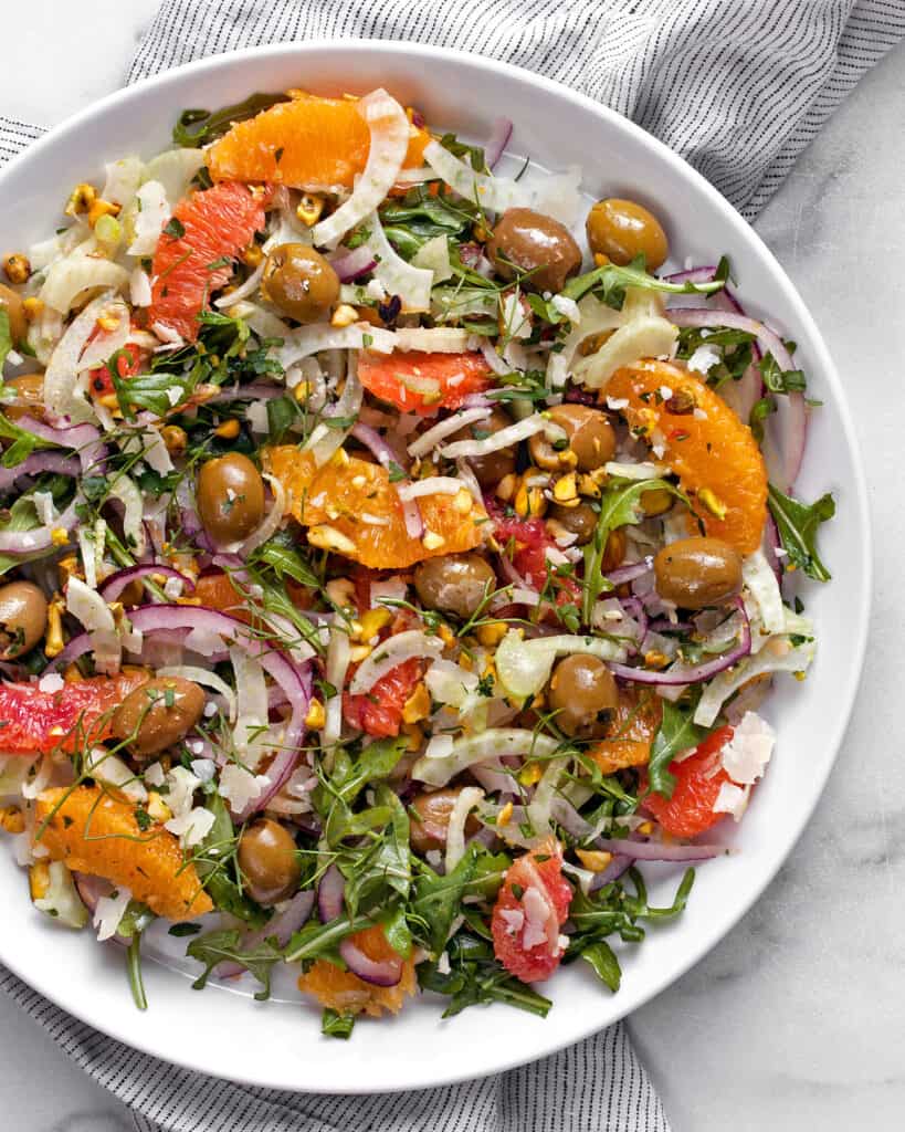 Fennel orange salad on a plate.