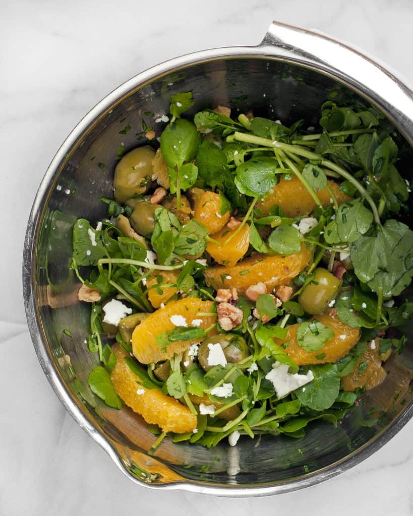 Combine the salad ingredients in a large bowl