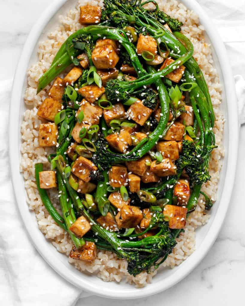 Sheet Pan Teriyaki Tofu Broccolini