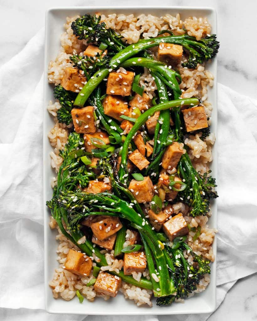 Sheet Pan Teriyaki Tofu Broccolini