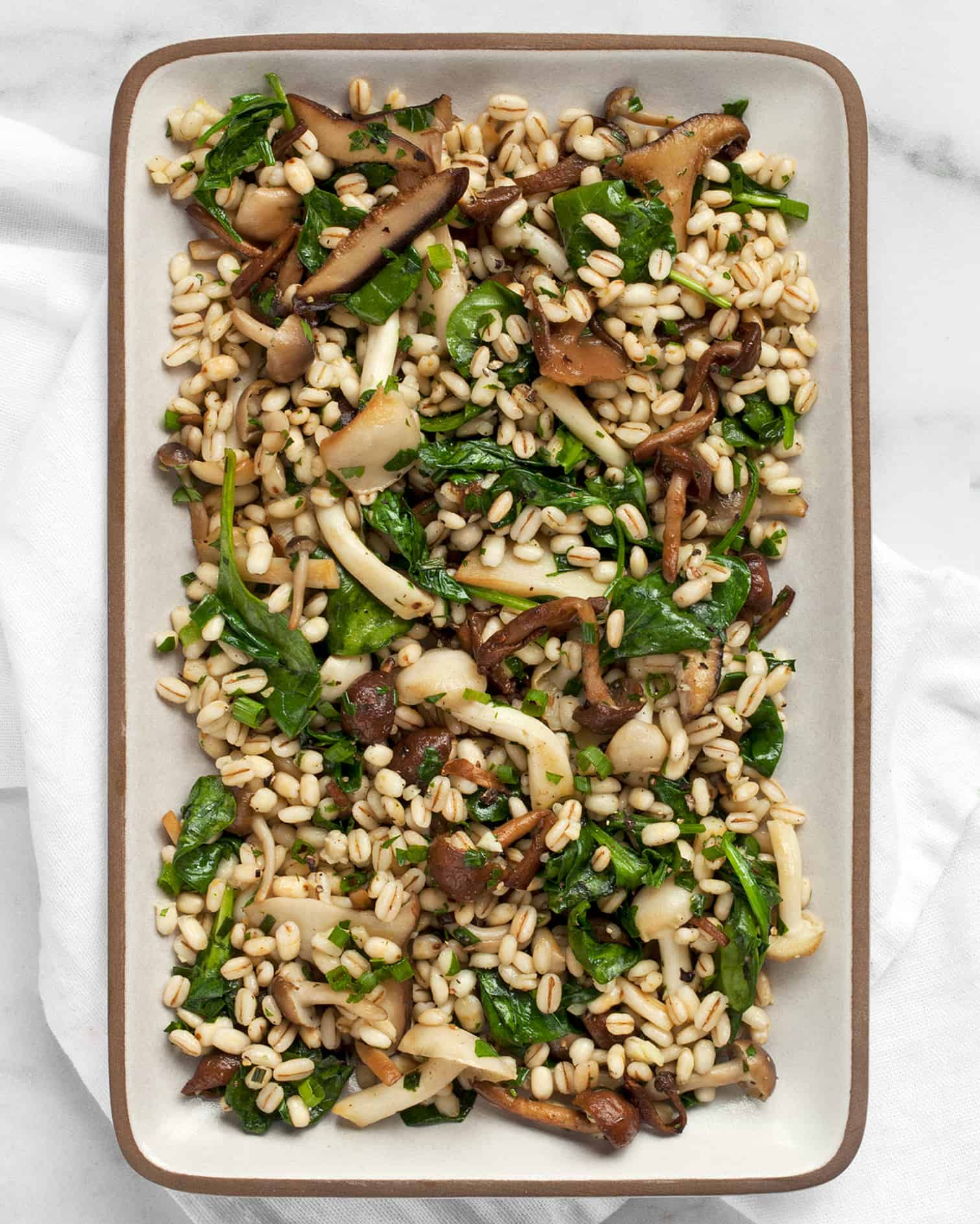 Barley with wild mushroom and greens