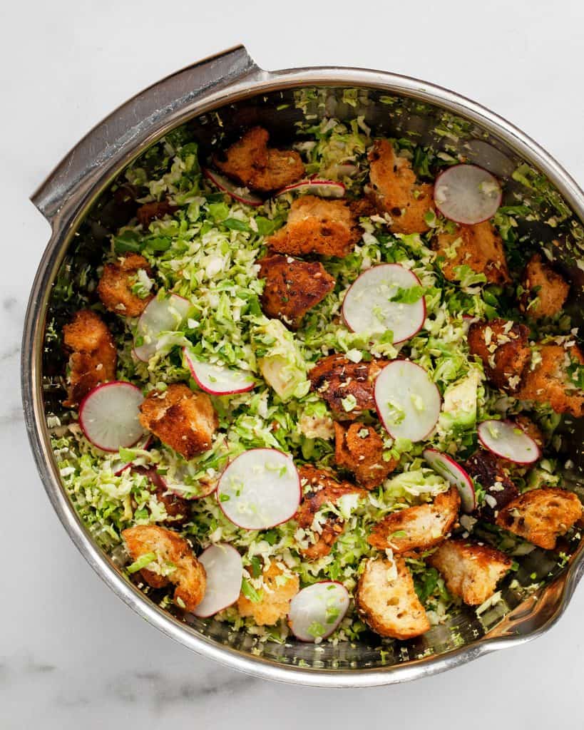 Combine the salad ingredients in a bowl