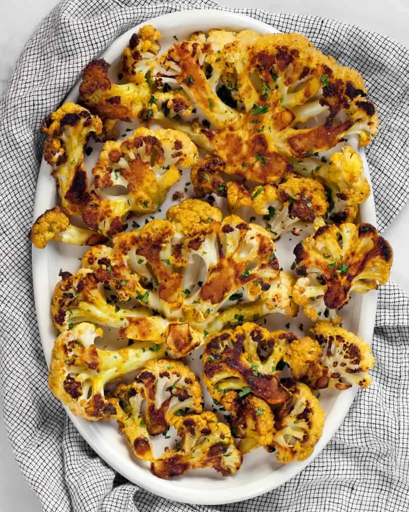 Curry Tahini Roasted Cauliflower