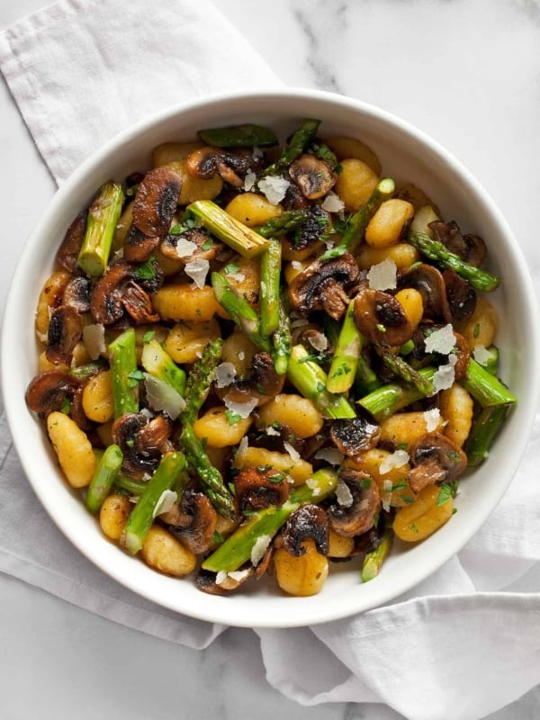 Sheet Pan Mushroom Asparagus Gnocchi