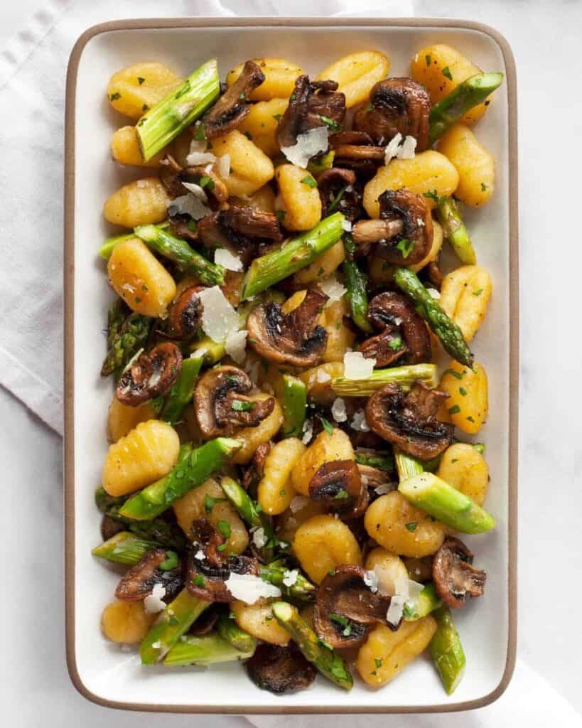 Sheet Pan Mushroom Asparagus Gnocchi