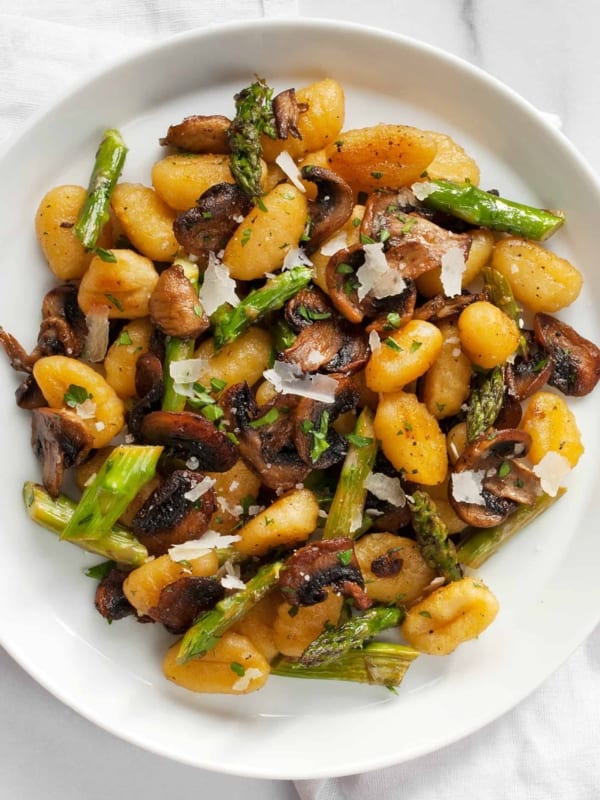 Sheet Pan Mushroom Asparagus Gnocchi