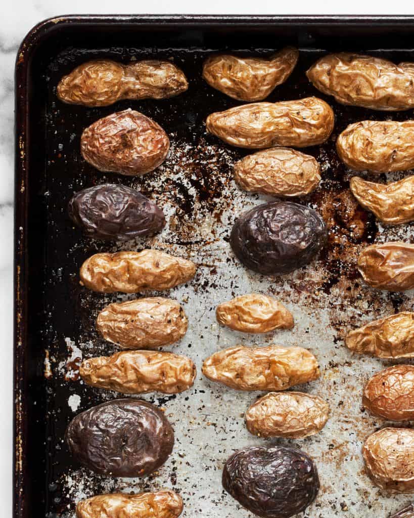 Roasted potatoes on a sheet pan