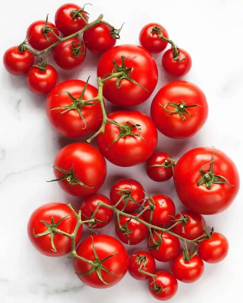 Assorted tomatoes in different sizes