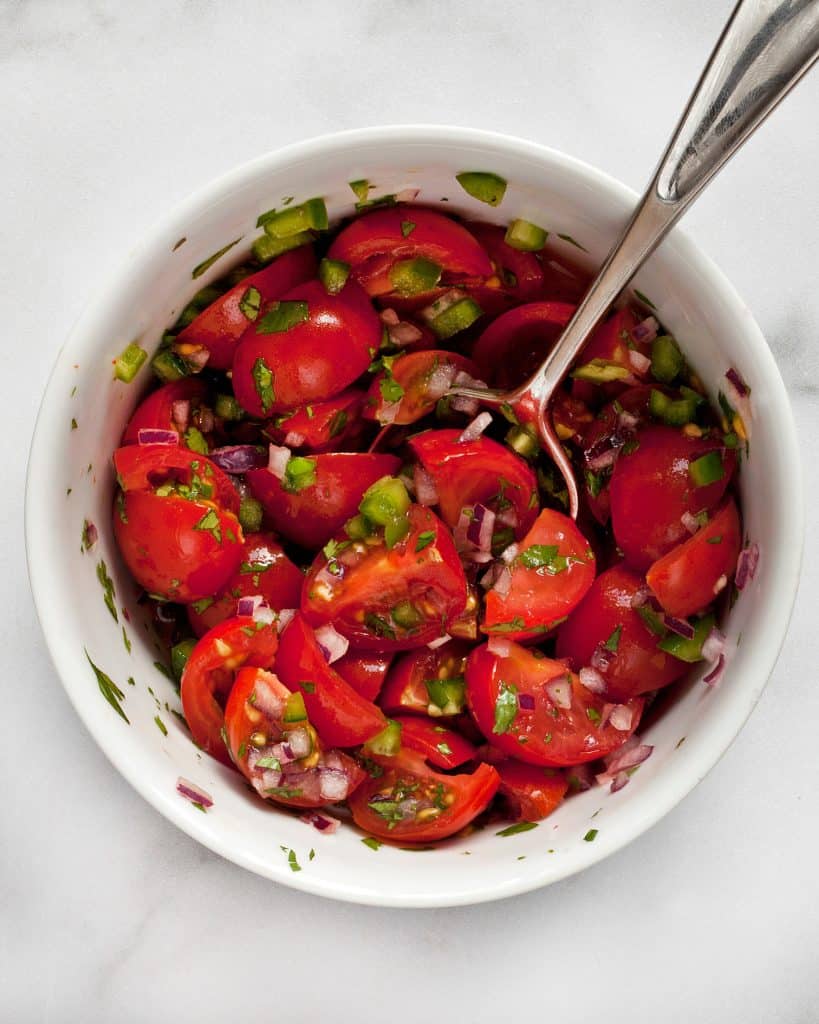 Stir together the cherry tomato pico de gallo