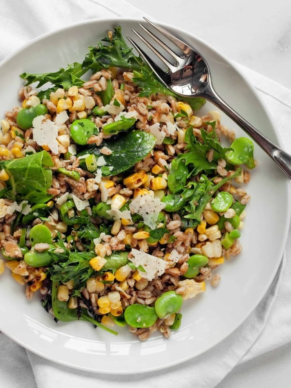 Grilled Corn Fava Bean Farro