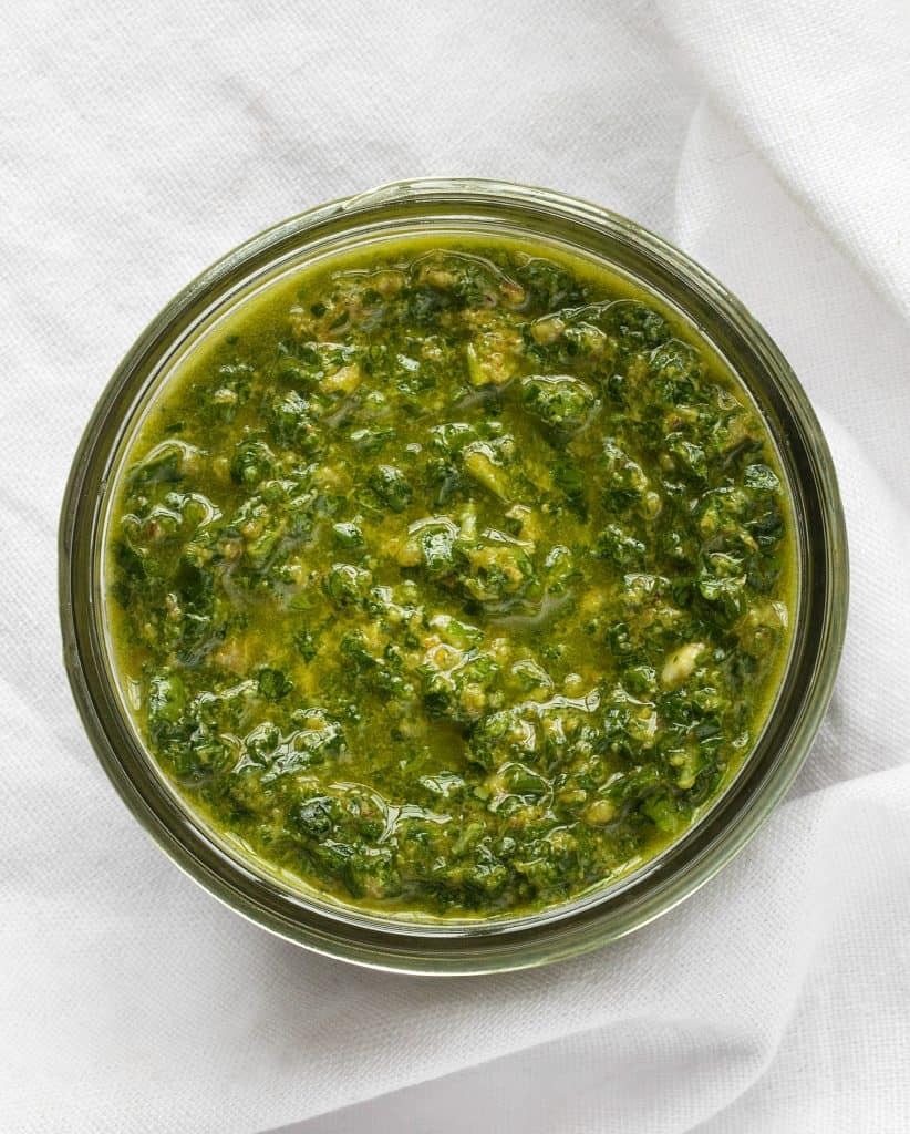 kale arugula pesto in a jar