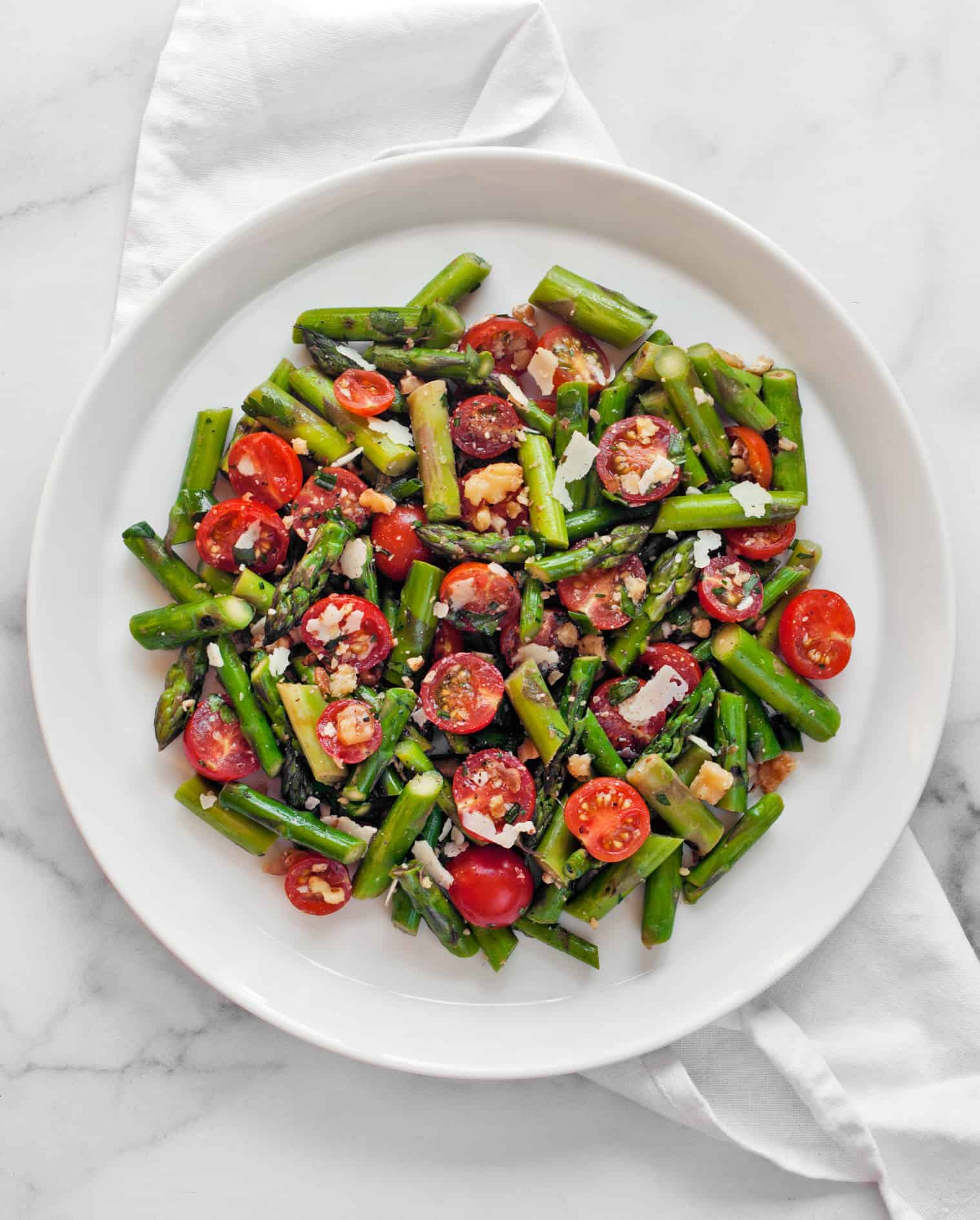 Grilled Asparagus Tomato Salad with Walnuts Last Ingredient
