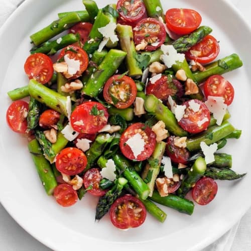 Grilled Asparagus Tomato Salad with Walnuts | Last Ingredient