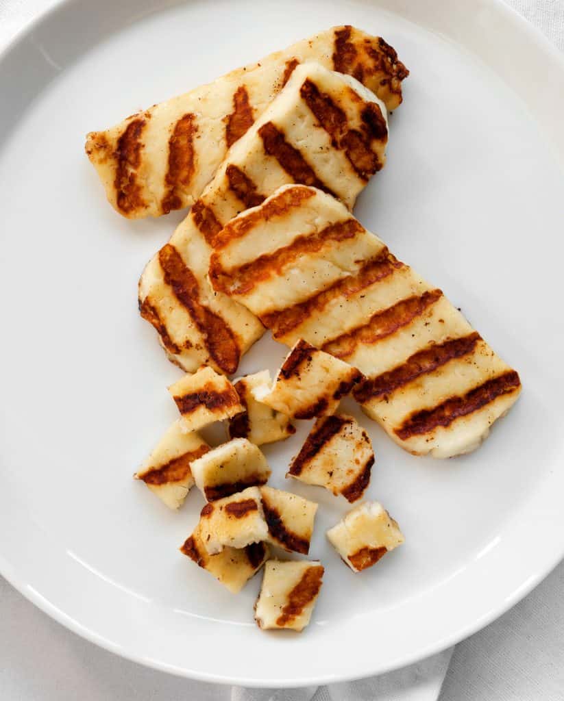 grilled halloumi on a plate