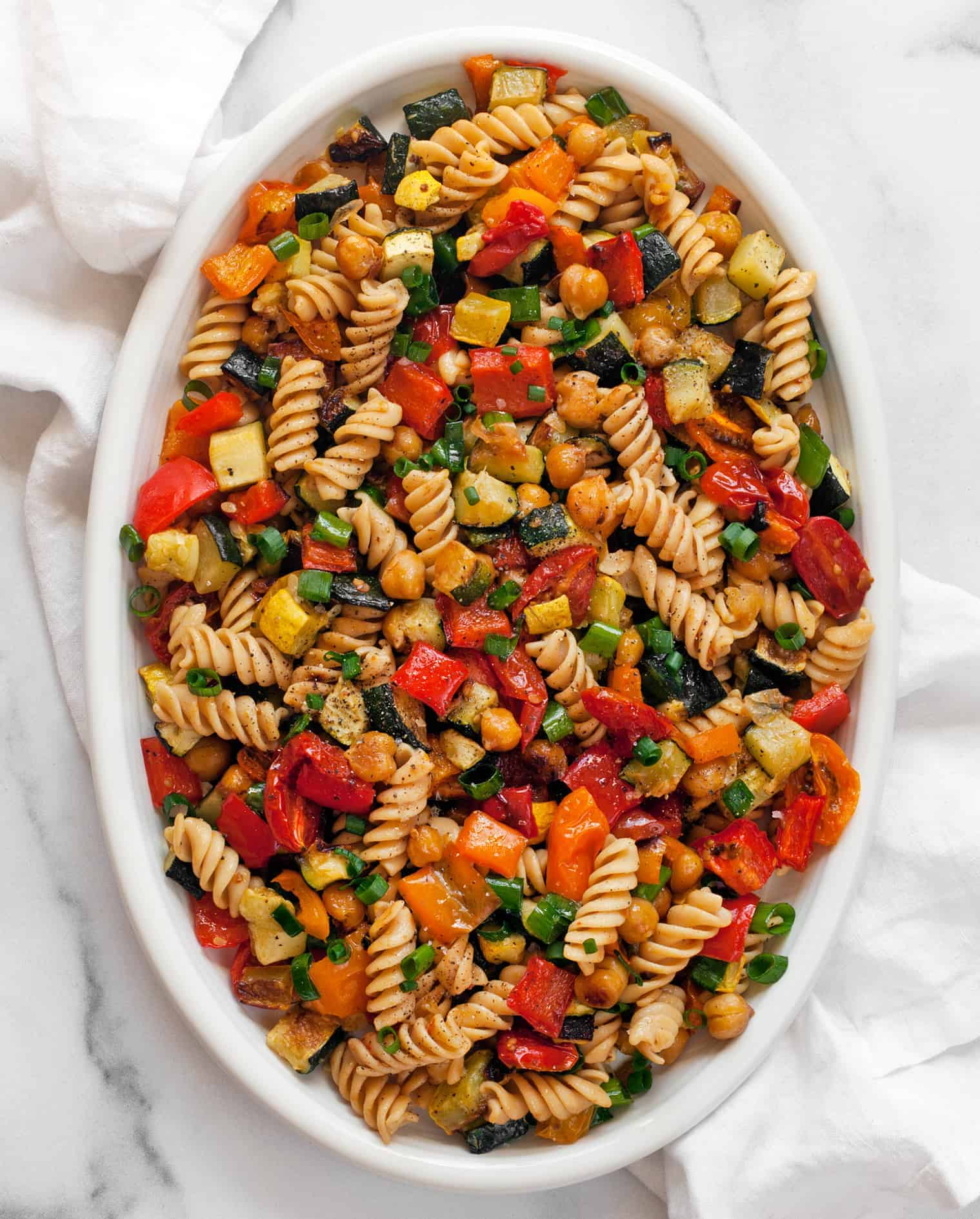 Roasted Vegetable Chickpea Pasta Salad Last Ingredient