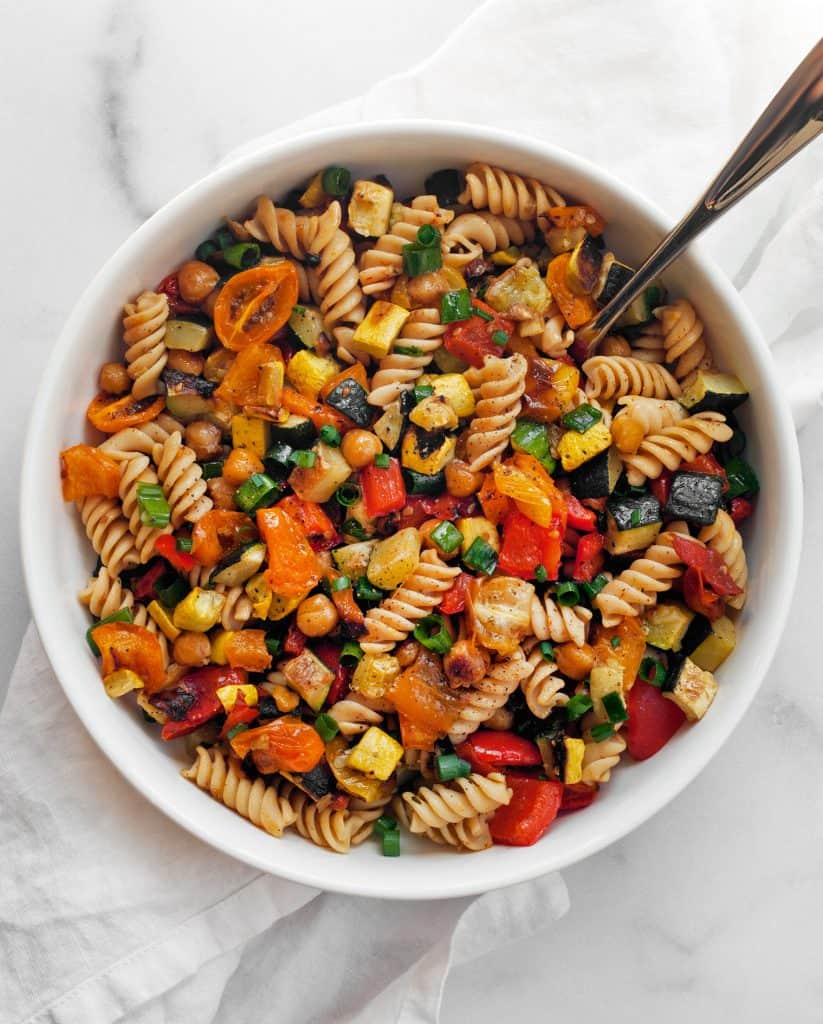 Chickpea Pasta Salad with Roasted Vegetables