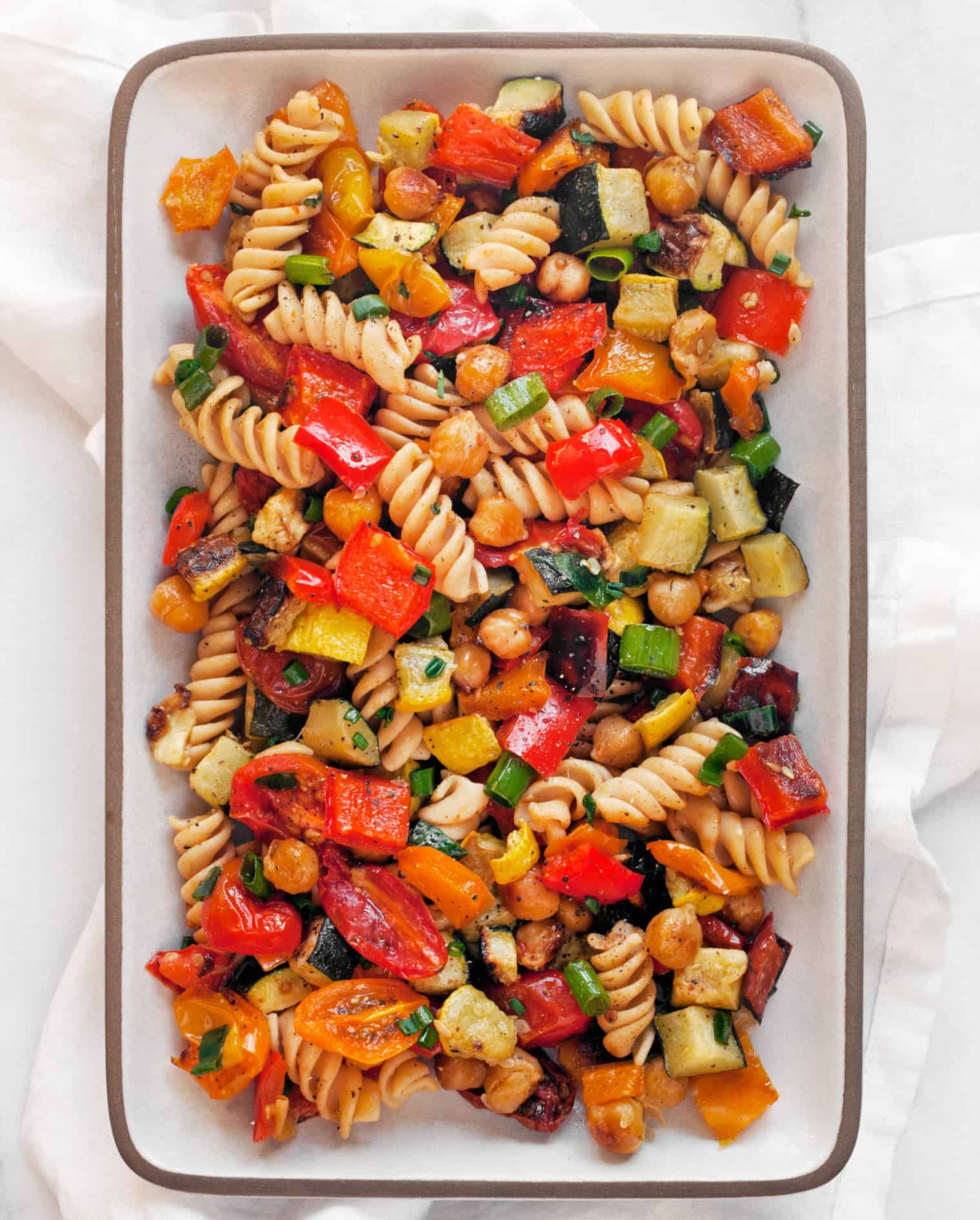 Roasted Vegetable Chickpea Pasta Salad Last Ingredient