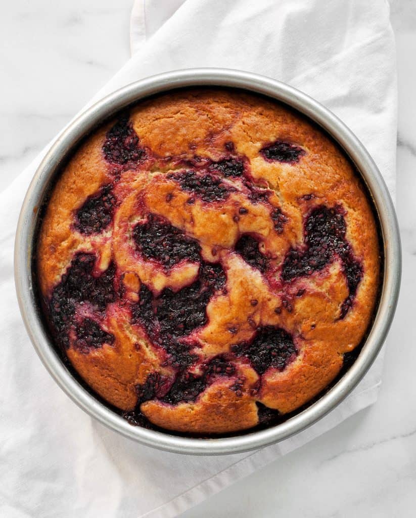 Blackberry Lemon Yogurt Cake in a Pan