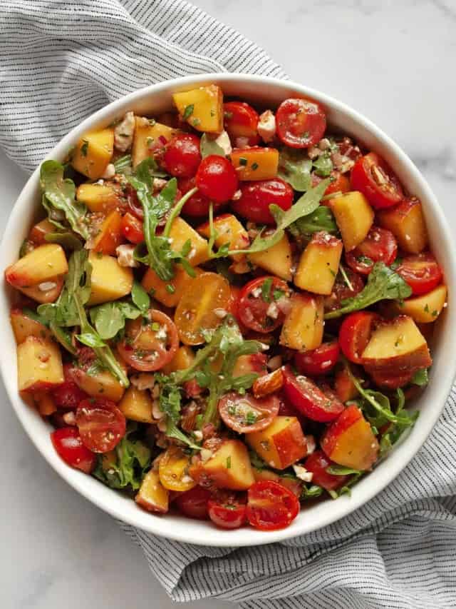 Balsamic Peach Salad with Tomatoes Last Ingredient