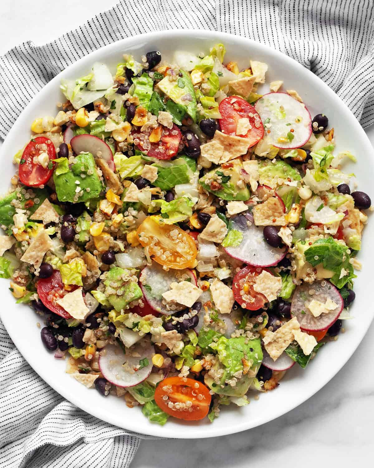 Quinoa taco salad on a plate.