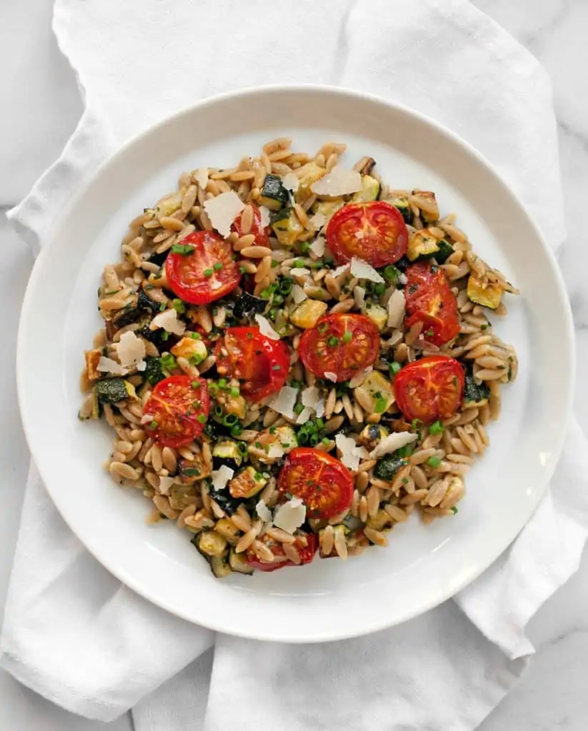 Roasted Tomato Zucchini Orzo