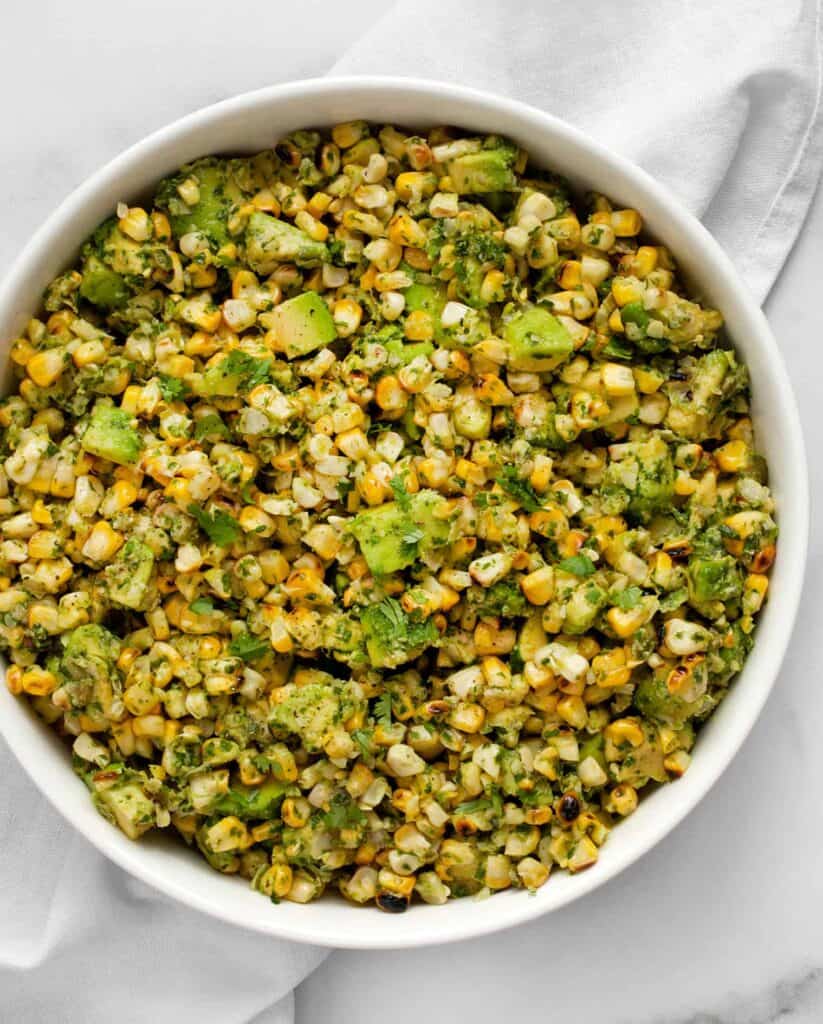 Grilled Corn and Avocado with Cilantro Pesto