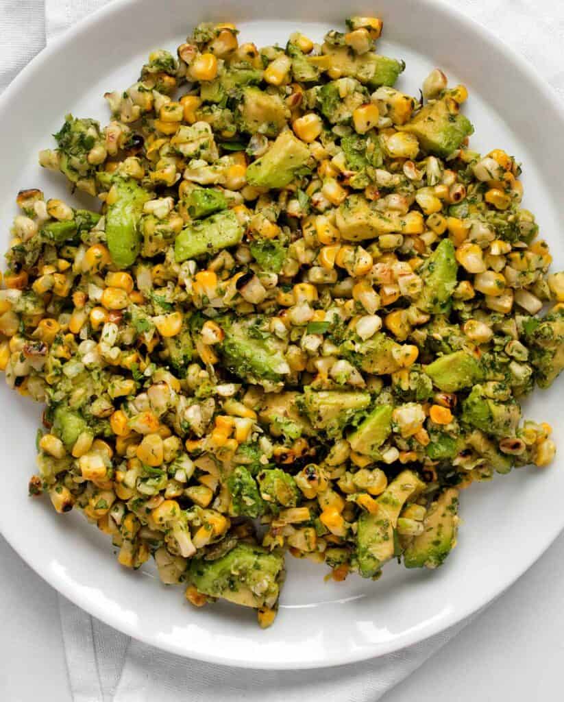 Grilled Corn and Avocado with Cilantro Pesto